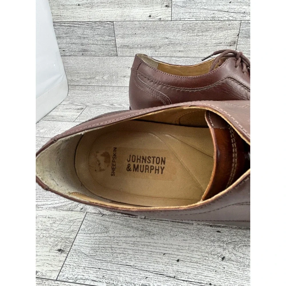 Johnston & Murphy Mens Brown‎ Leather Oxford Dress Shoes Size 9M Made in Brazil